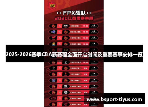 2025-2026赛季CBA新赛程全面开启时间及重要赛事安排一览 2025-2026赛季CBA新赛程全面开启时间及重要赛事安排一览